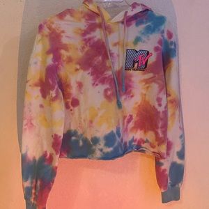 Mtv cropped tie dye hoodie size small